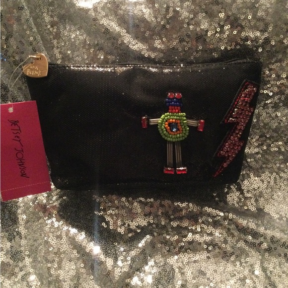 NWT Betsey Johnson Beaded Make-up Bag - Picture 1 of 5